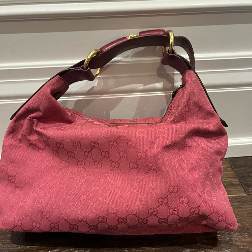 Vintage Gucci Pink Horsebit Hobo Bag